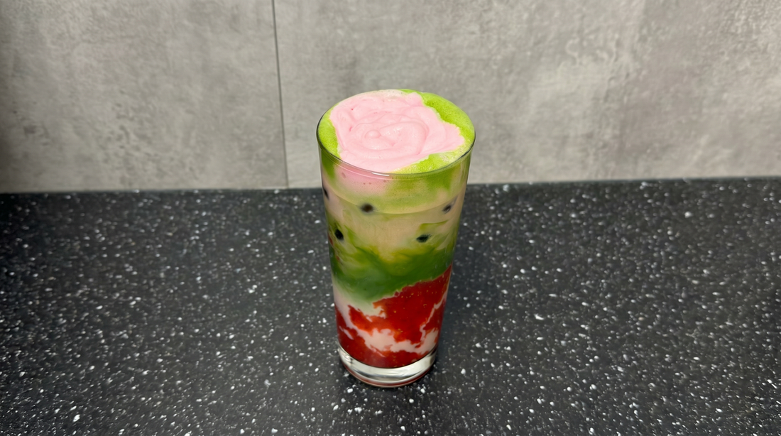 Iced Matcha with Strawberry Milk – Trendy Matcha Recipe